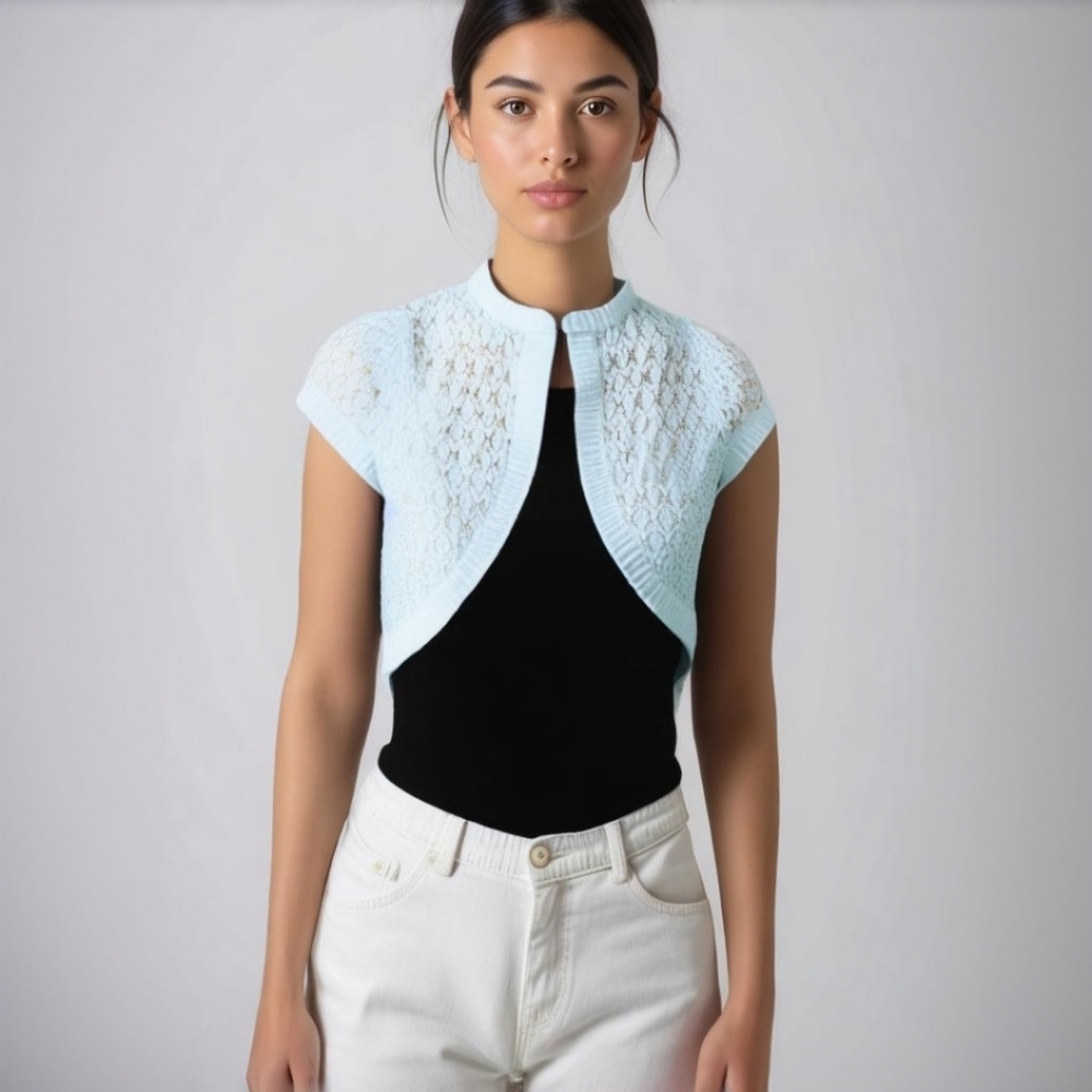 Women's Light Blue Cropped Sweater